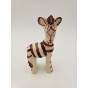 Vintage Walker Potteries Zebra Figurine Brown & Cream Ceramic California MCM